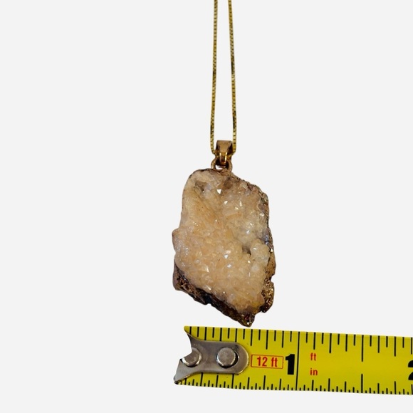 Gold Gemstone Pendant Necklace Crystal - Picture 5 of 7